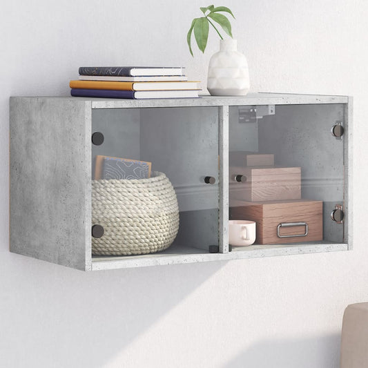Wandkast met glazen deuren 68,5x37x35 cm betongrijs is nu te koop bij PeponiXL, paradijselijk wonen!