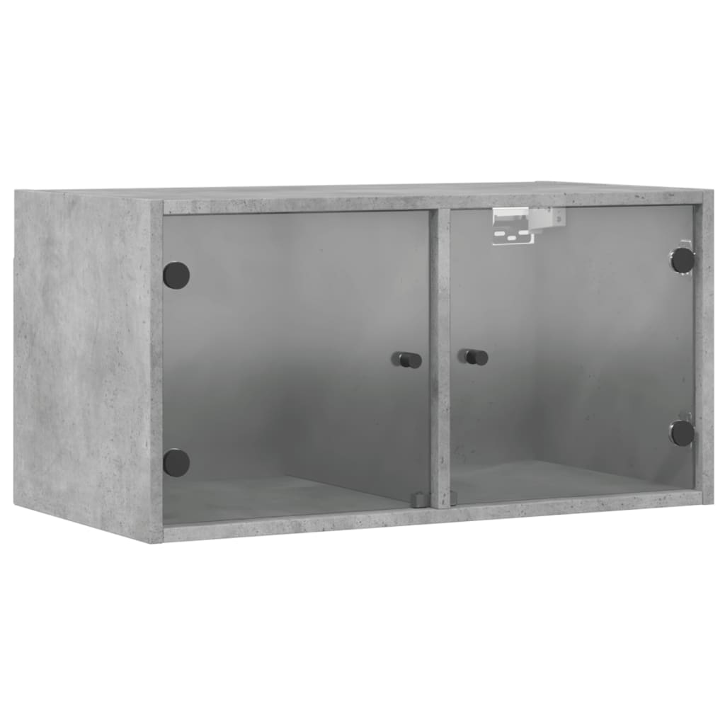 Wandkasten met glazen deuren 2 st 68,5x37x35 cm betongrijs is nu te koop bij PeponiXL, paradijselijk wonen!