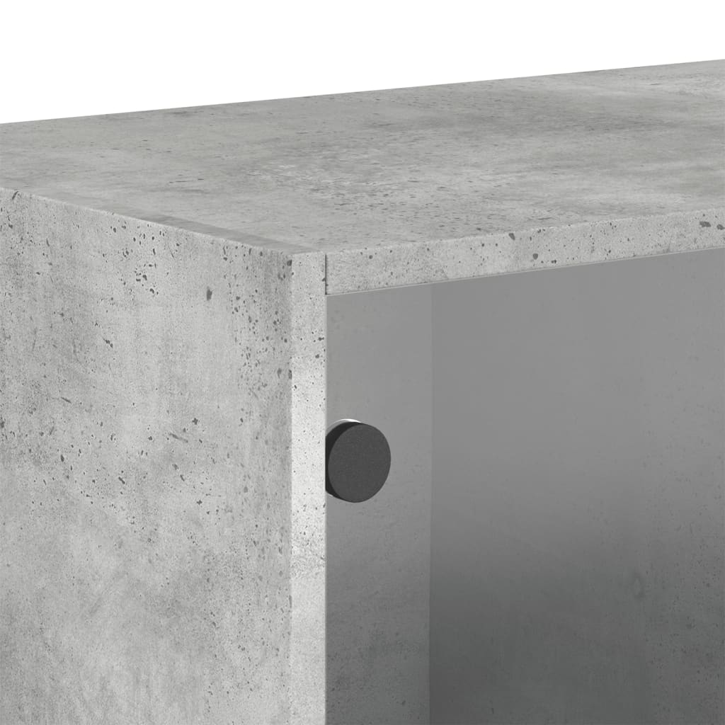 Wandkasten met glazen deuren 2 st 68,5x37x35 cm betongrijs is nu te koop bij PeponiXL, paradijselijk wonen!