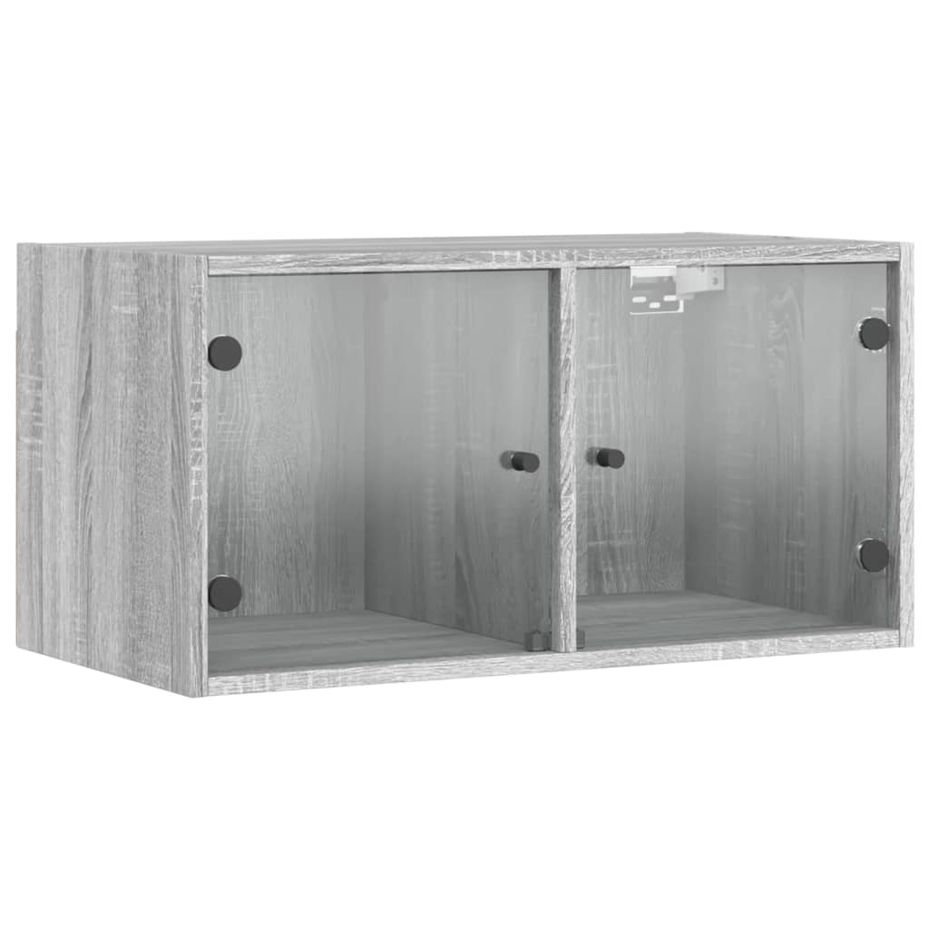 Wandkast met glazen deuren 68,5x37x35 cm grijs sonoma is nu te koop bij PeponiXL, paradijselijk wonen!
