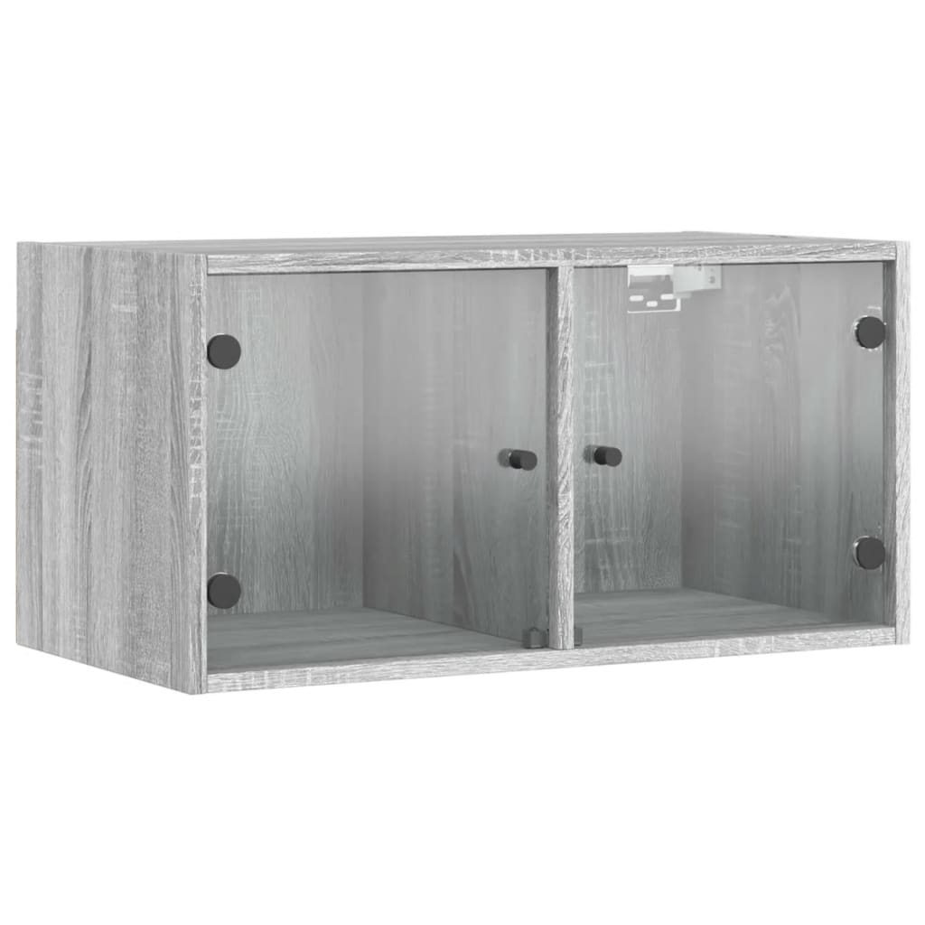 Wandkasten met glazen deuren 2 st 68,5x37x35 cm grijs sonoma is nu te koop bij PeponiXL, paradijselijk wonen!