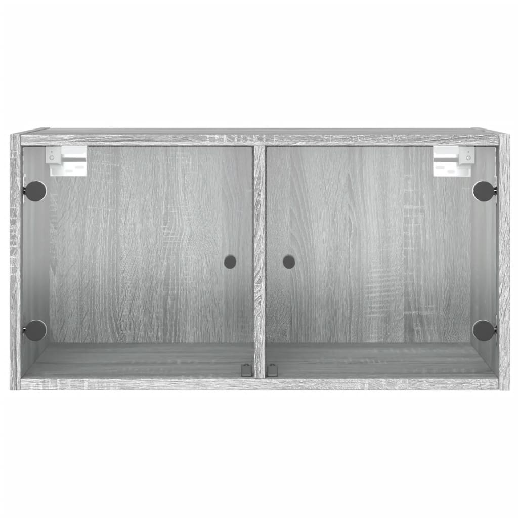 Wandkasten met glazen deuren 2 st 68,5x37x35 cm grijs sonoma is nu te koop bij PeponiXL, paradijselijk wonen!