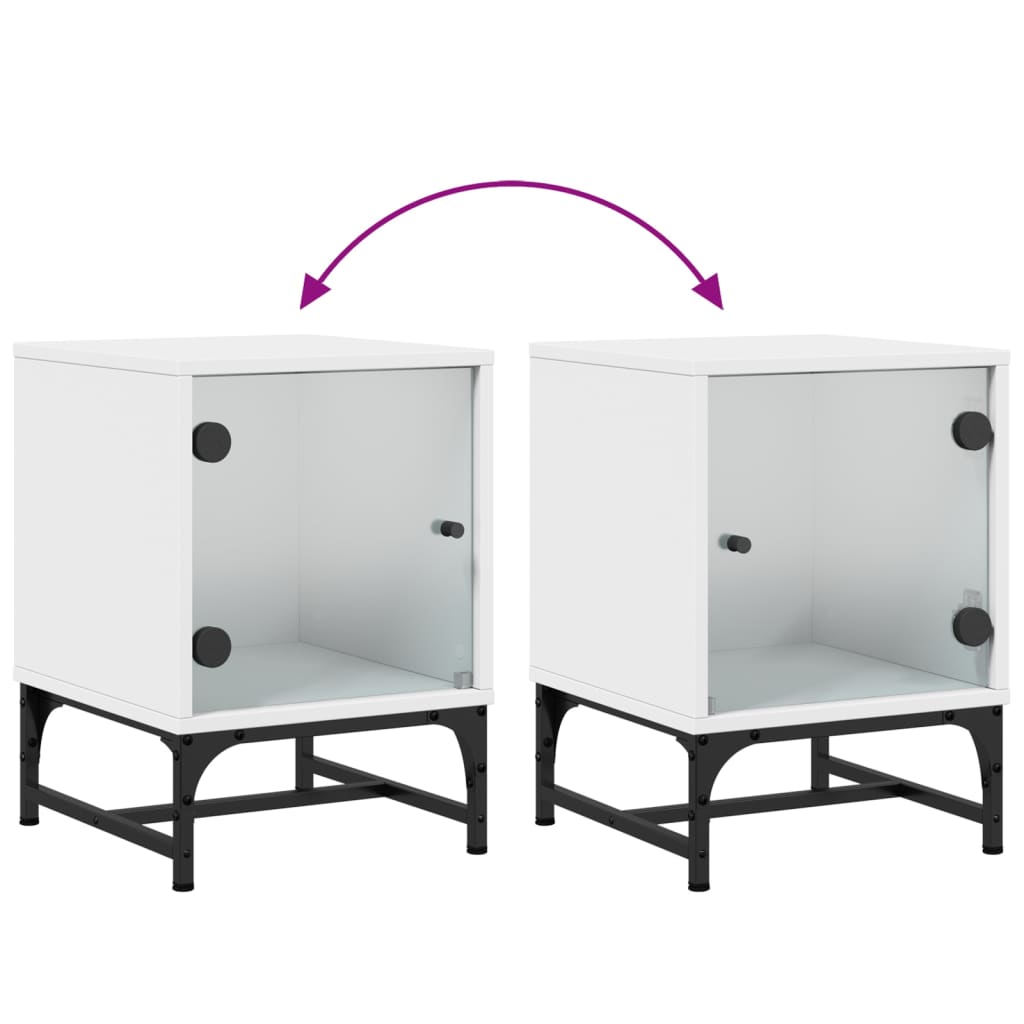 Nachtkastje met glazen deur 35x37x50 cm wit is nu te koop bij PeponiXL, paradijselijk wonen!