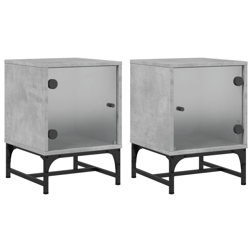 Nachtkastjes met glazen deuren 2 st 35x37x50 cm betongrijs is nu te koop bij PeponiXL, paradijselijk wonen!