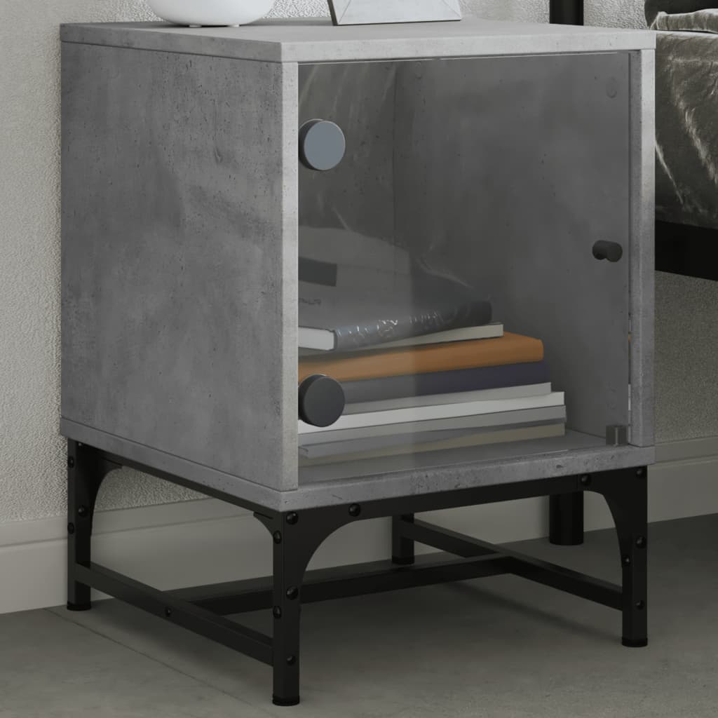 Nachtkastjes met glazen deuren 2 st 35x37x50 cm betongrijs is nu te koop bij PeponiXL, paradijselijk wonen!