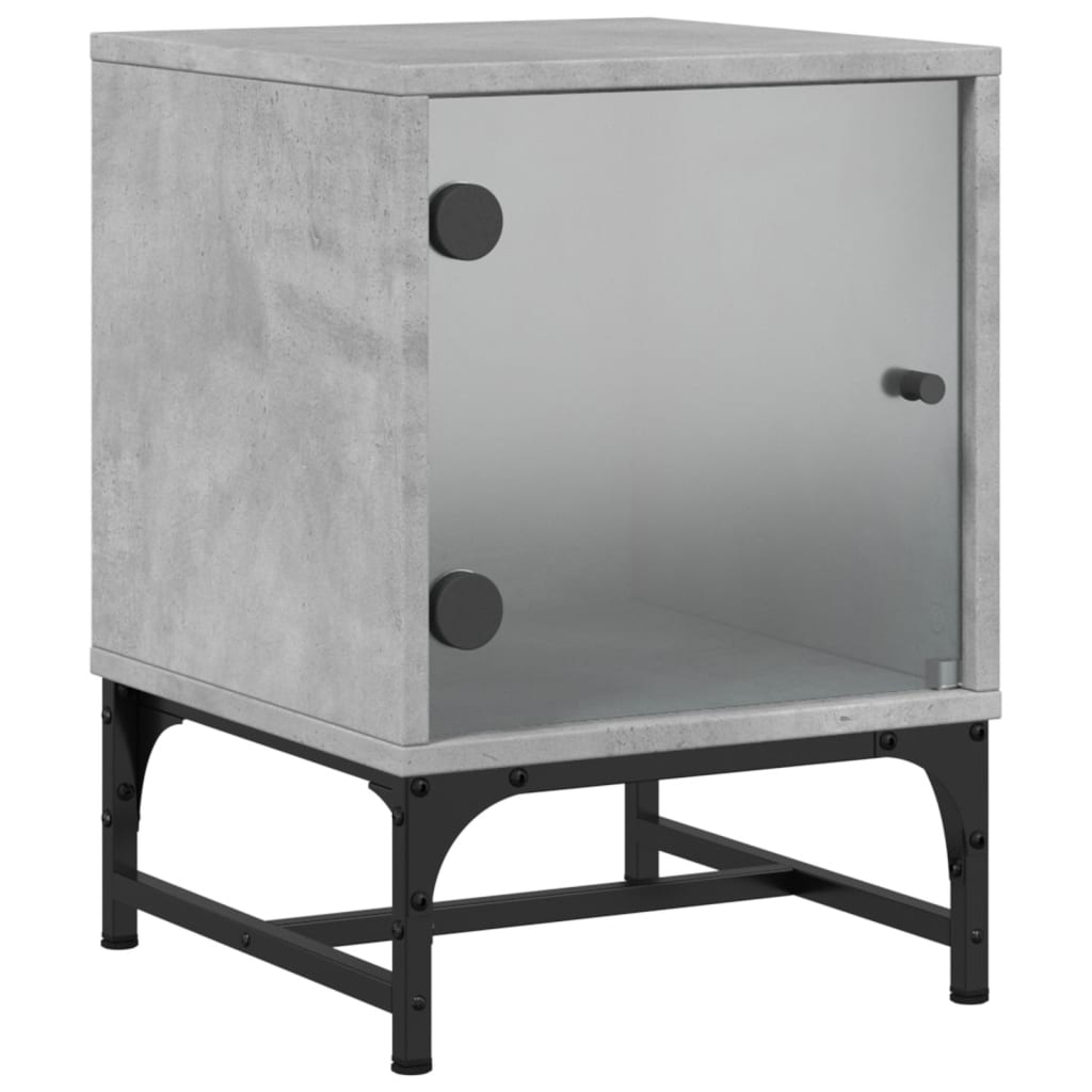 Nachtkastjes met glazen deuren 2 st 35x37x50 cm betongrijs is nu te koop bij PeponiXL, paradijselijk wonen!