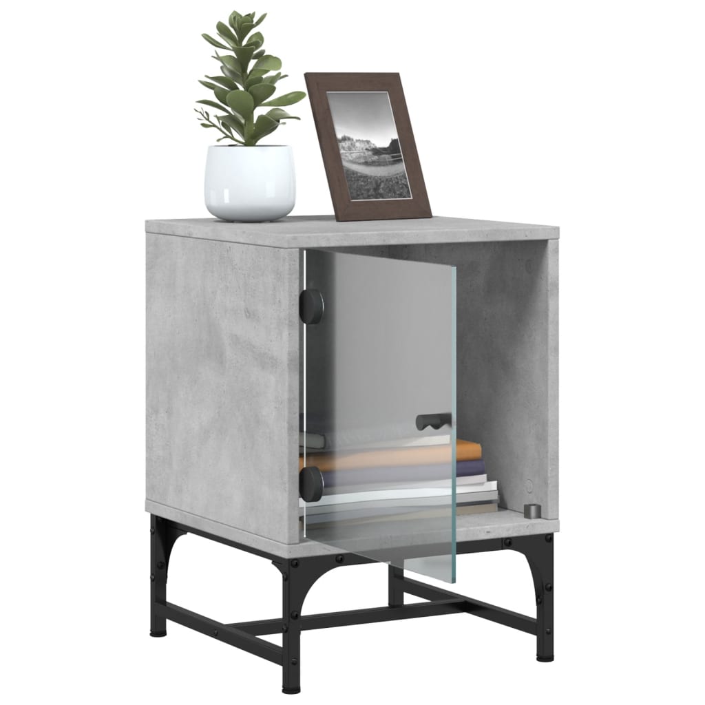 Nachtkastjes met glazen deuren 2 st 35x37x50 cm betongrijs is nu te koop bij PeponiXL, paradijselijk wonen!