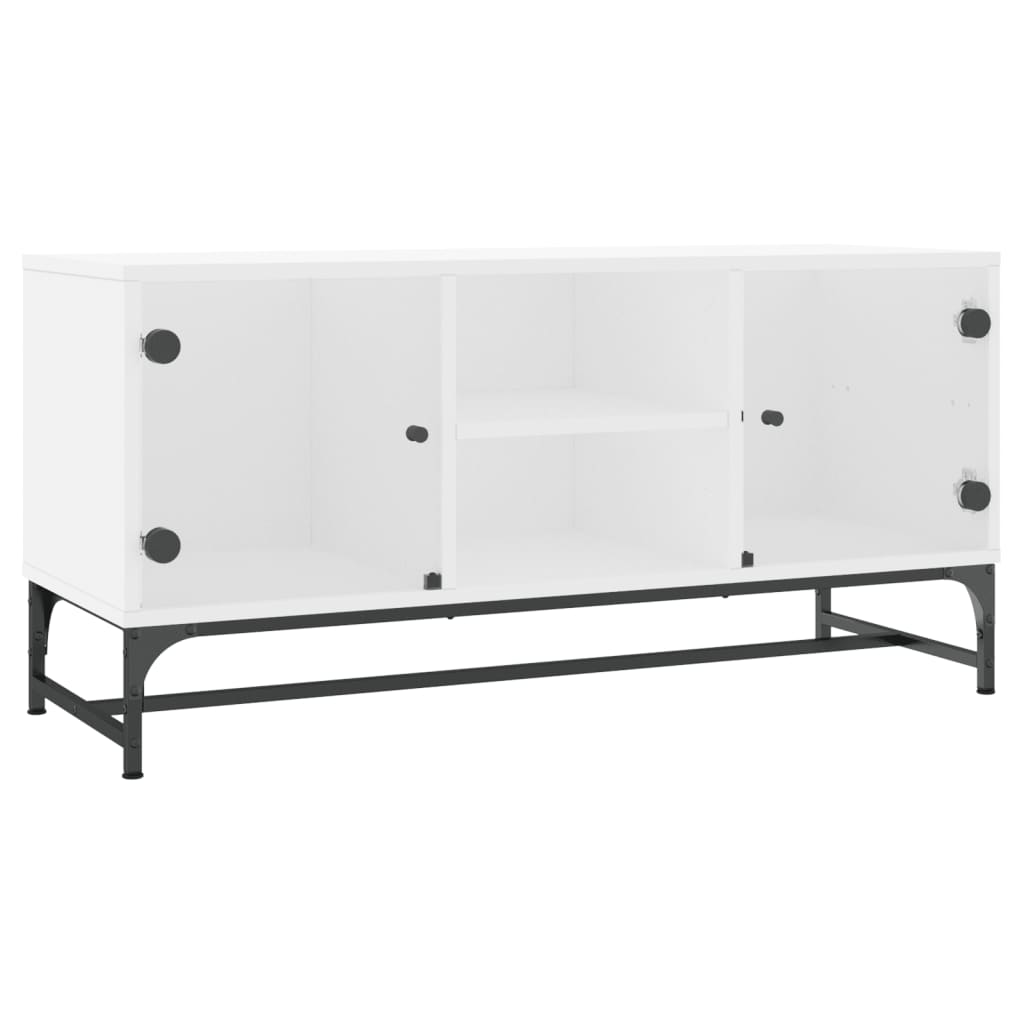 Tv-meubel met glazen deuren 102x37x50 cm wit is nu te koop bij PeponiXL, paradijselijk wonen!