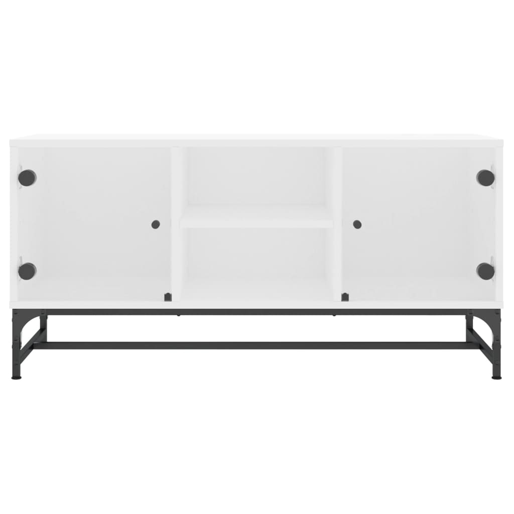 Tv-meubel met glazen deuren 102x37x50 cm wit is nu te koop bij PeponiXL, paradijselijk wonen!