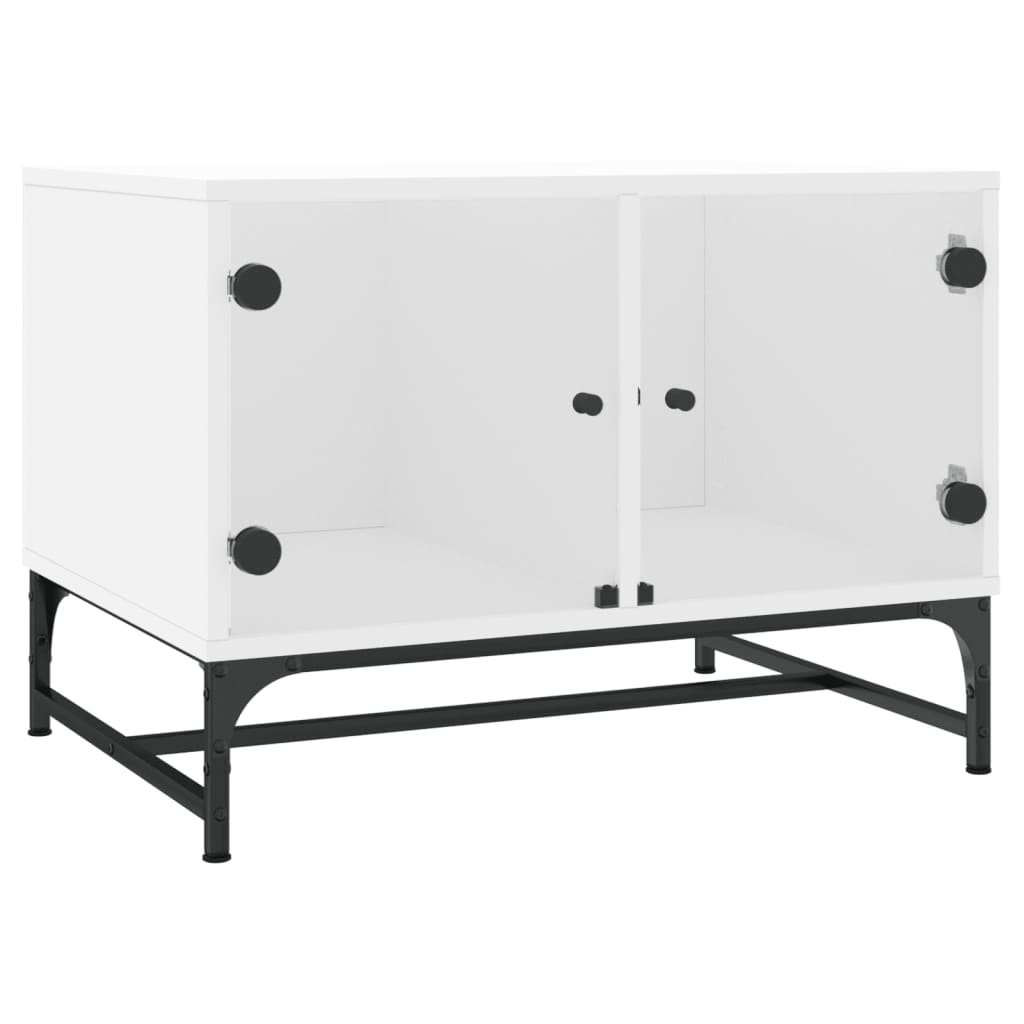 Salontafel met glazen deuren 68,5x50x50 cm wit is nu te koop bij PeponiXL, paradijselijk wonen!