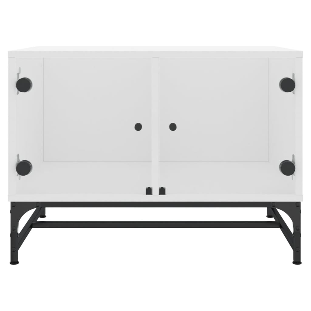 Salontafel met glazen deuren 68,5x50x50 cm wit is nu te koop bij PeponiXL, paradijselijk wonen!