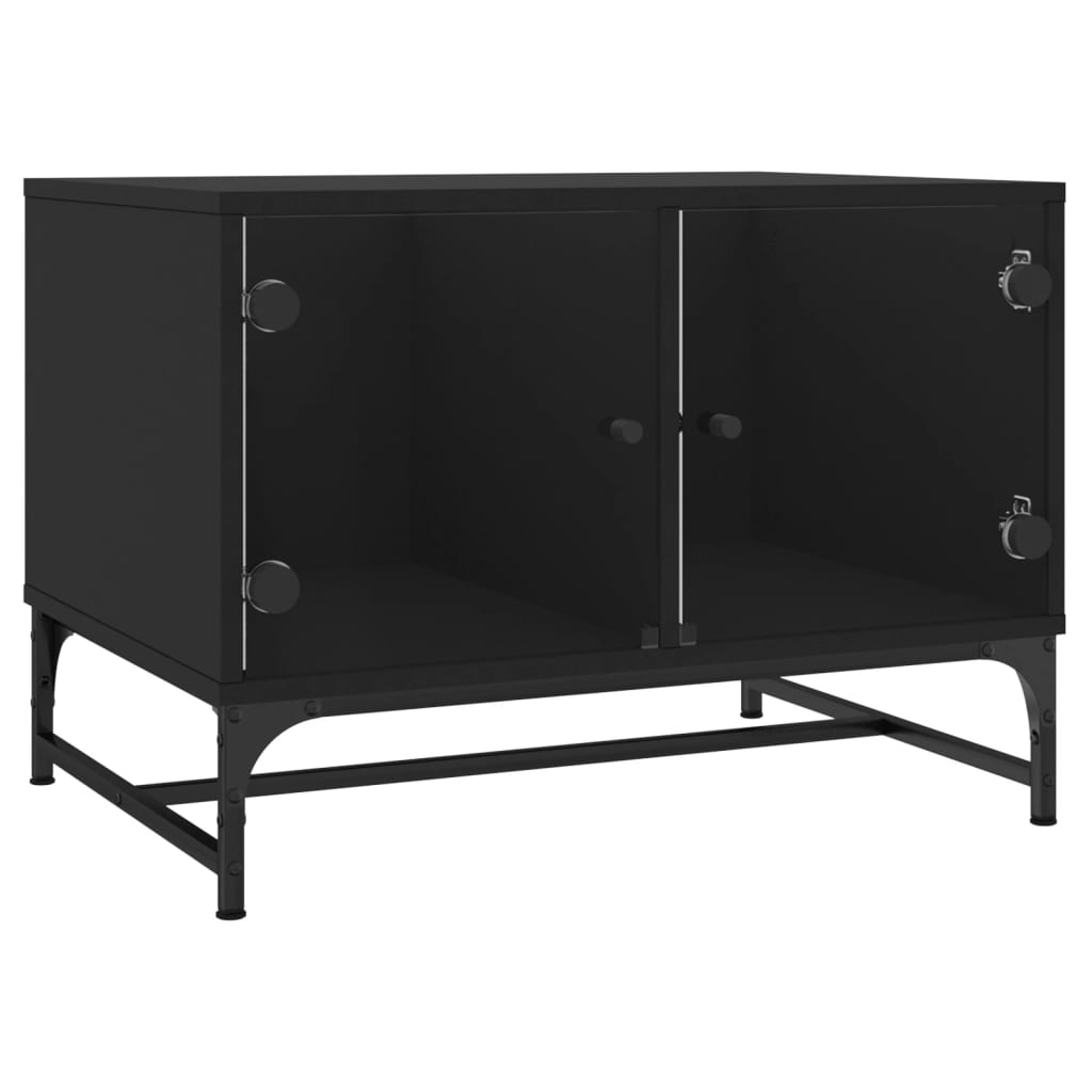 Salontafel met glazen deuren 68,5x50x50 cm zwart is nu te koop bij PeponiXL, paradijselijk wonen!