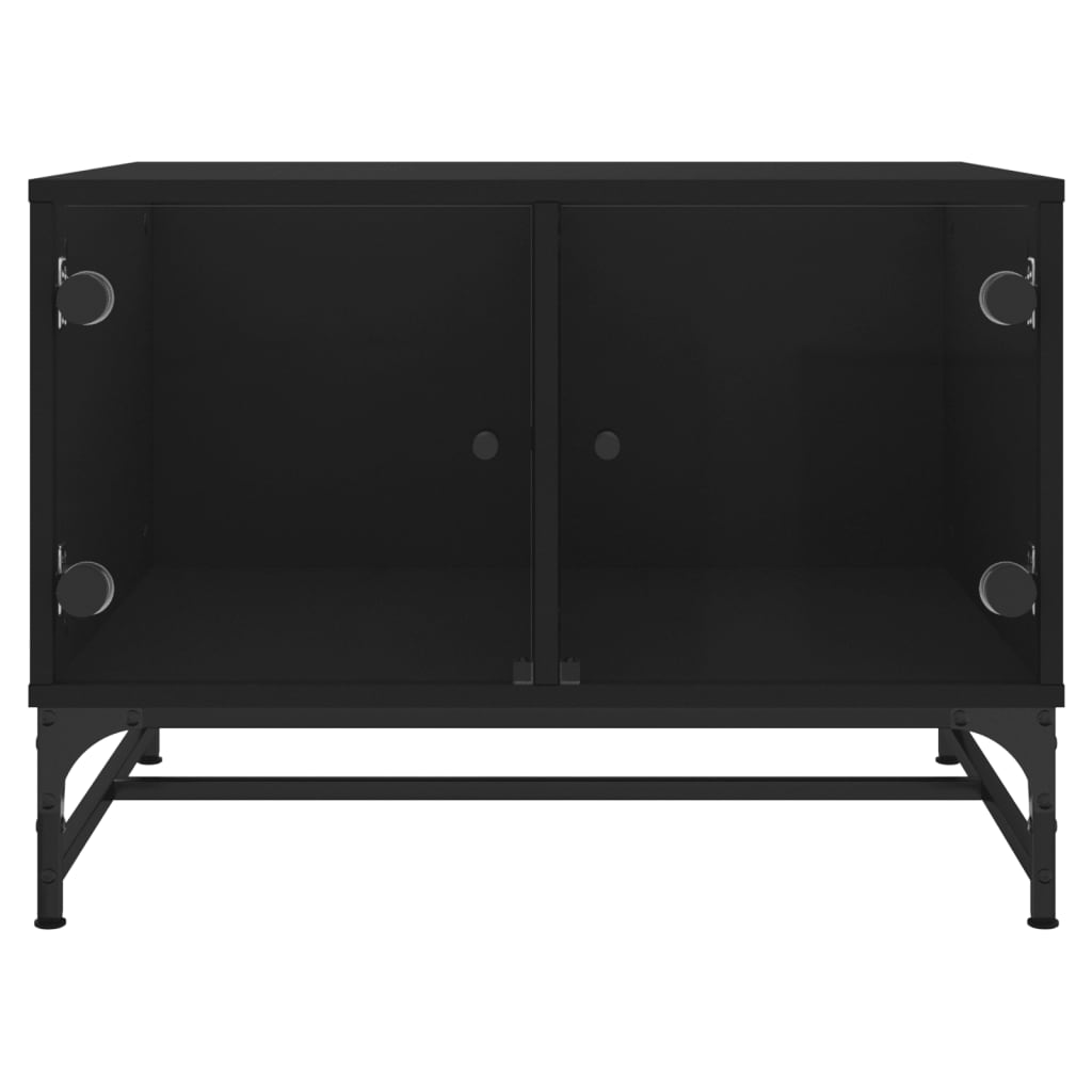 Salontafel met glazen deuren 68,5x50x50 cm zwart is nu te koop bij PeponiXL, paradijselijk wonen!