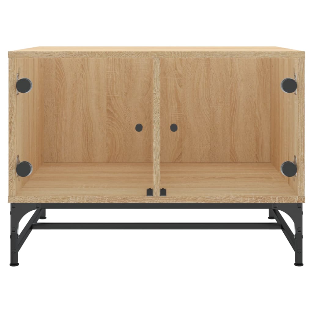 Salontafel met glazen deuren 68,5x50x50 cm sonoma eikenkleurig is nu te koop bij PeponiXL, paradijselijk wonen!