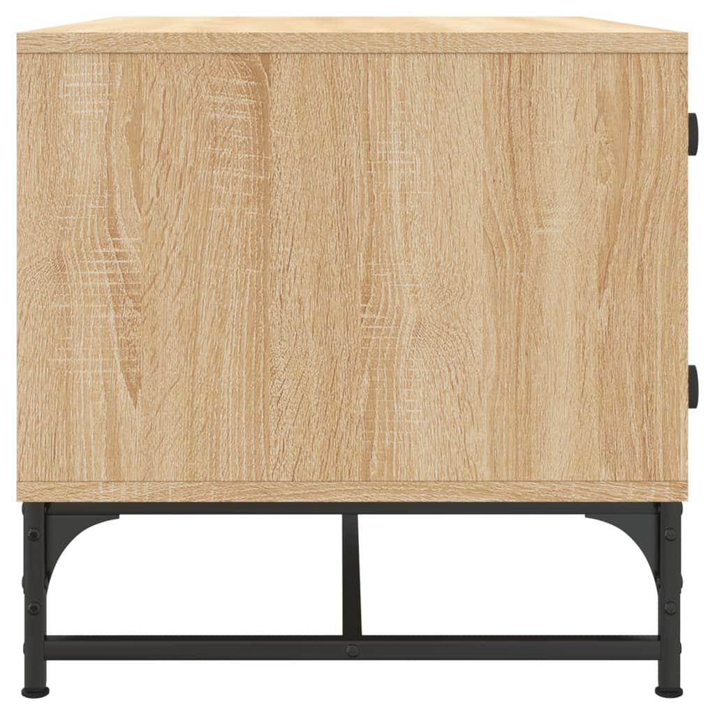 Salontafel met glazen deuren 68,5x50x50 cm sonoma eikenkleurig is nu te koop bij PeponiXL, paradijselijk wonen!