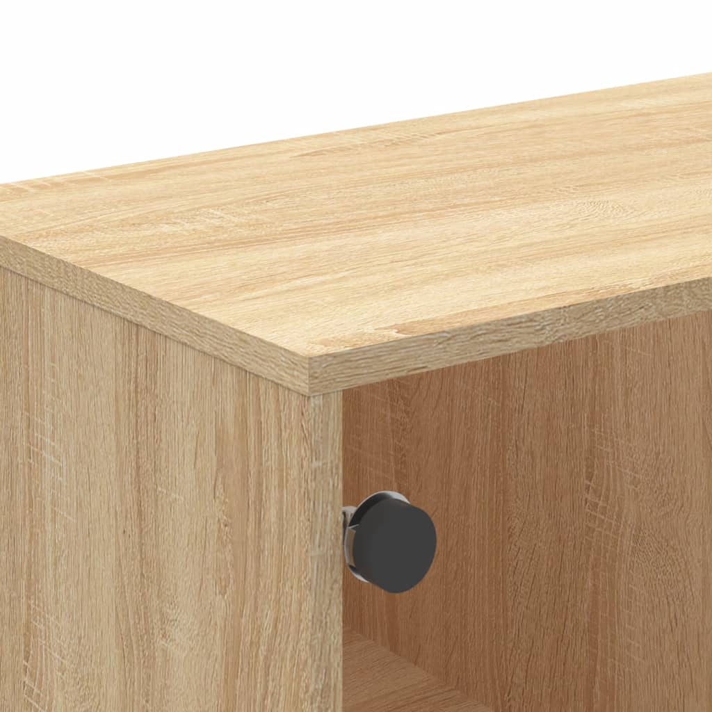 Salontafel met glazen deuren 68,5x50x50 cm sonoma eikenkleurig is nu te koop bij PeponiXL, paradijselijk wonen!