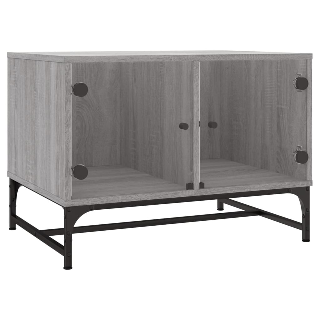Salontafel met glazen deuren 68,5x50x50 cm grijs sonoma eiken is nu te koop bij PeponiXL, paradijselijk wonen!