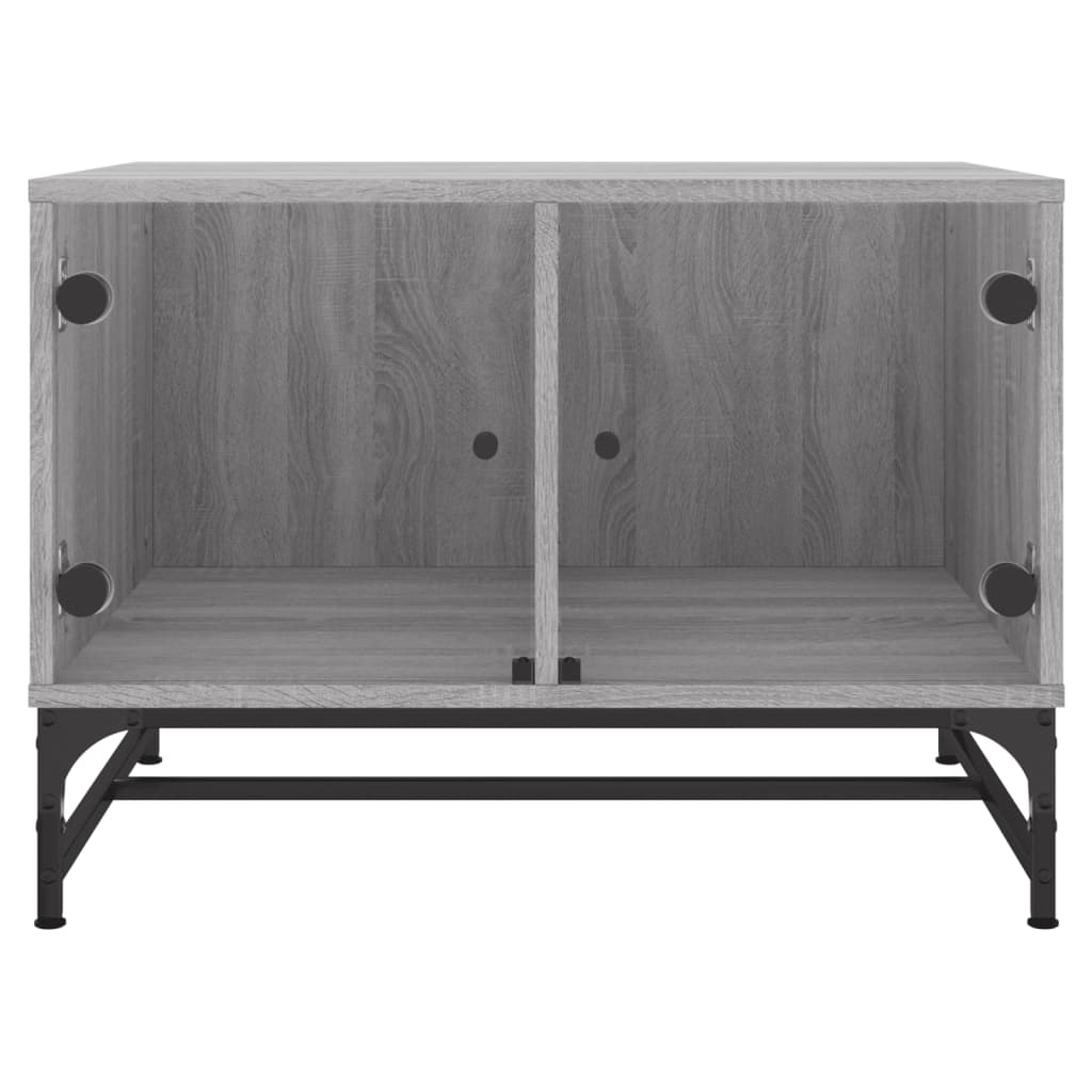 Salontafel met glazen deuren 68,5x50x50 cm grijs sonoma eiken is nu te koop bij PeponiXL, paradijselijk wonen!