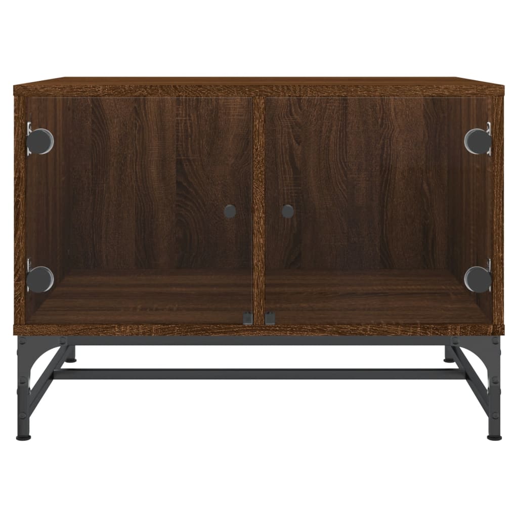 Salontafel met glazen deuren 68,5x50x50 cm gerookt eikenkleurig is nu te koop bij PeponiXL, paradijselijk wonen!