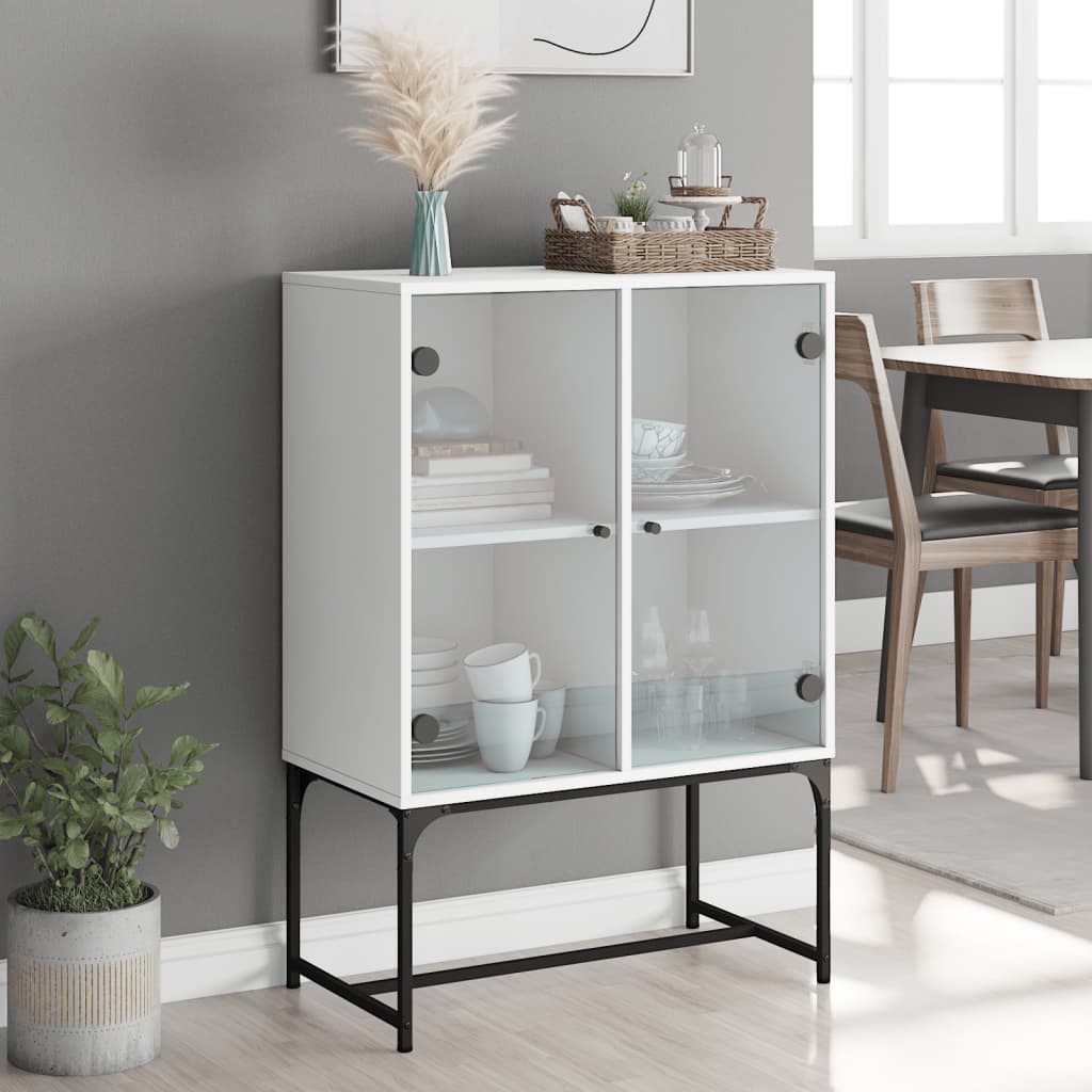 Bijzetkast met glazen deuren 69x37x100 cm wit is nu te koop bij PeponiXL, paradijselijk wonen!