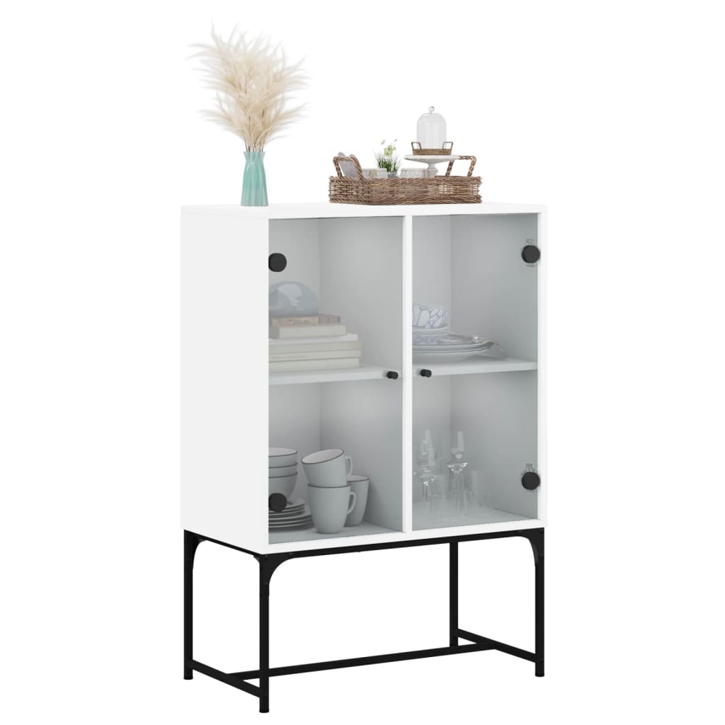 Bijzetkast met glazen deuren 69x37x100 cm wit is nu te koop bij PeponiXL, paradijselijk wonen!