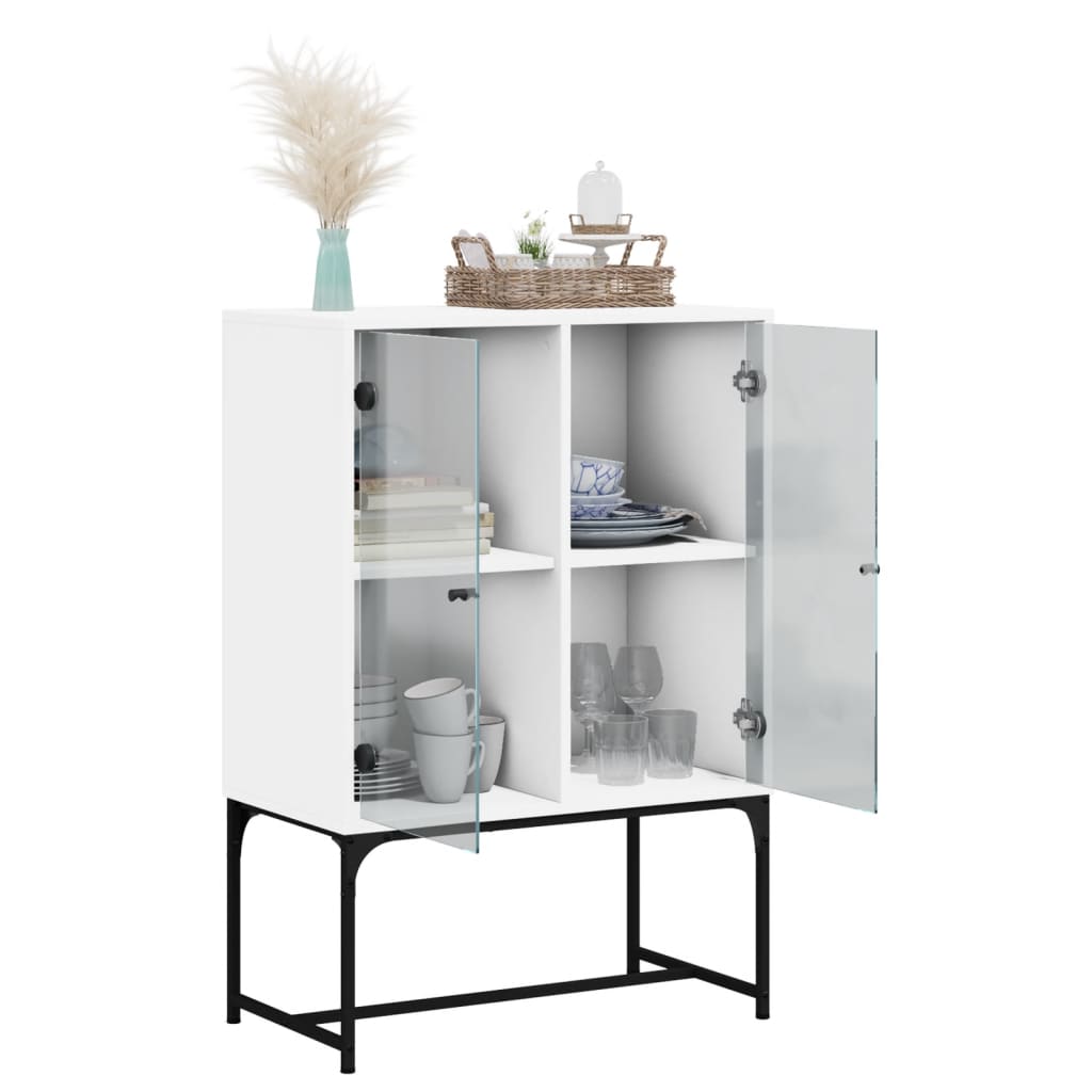 Bijzetkast met glazen deuren 69x37x100 cm wit is nu te koop bij PeponiXL, paradijselijk wonen!