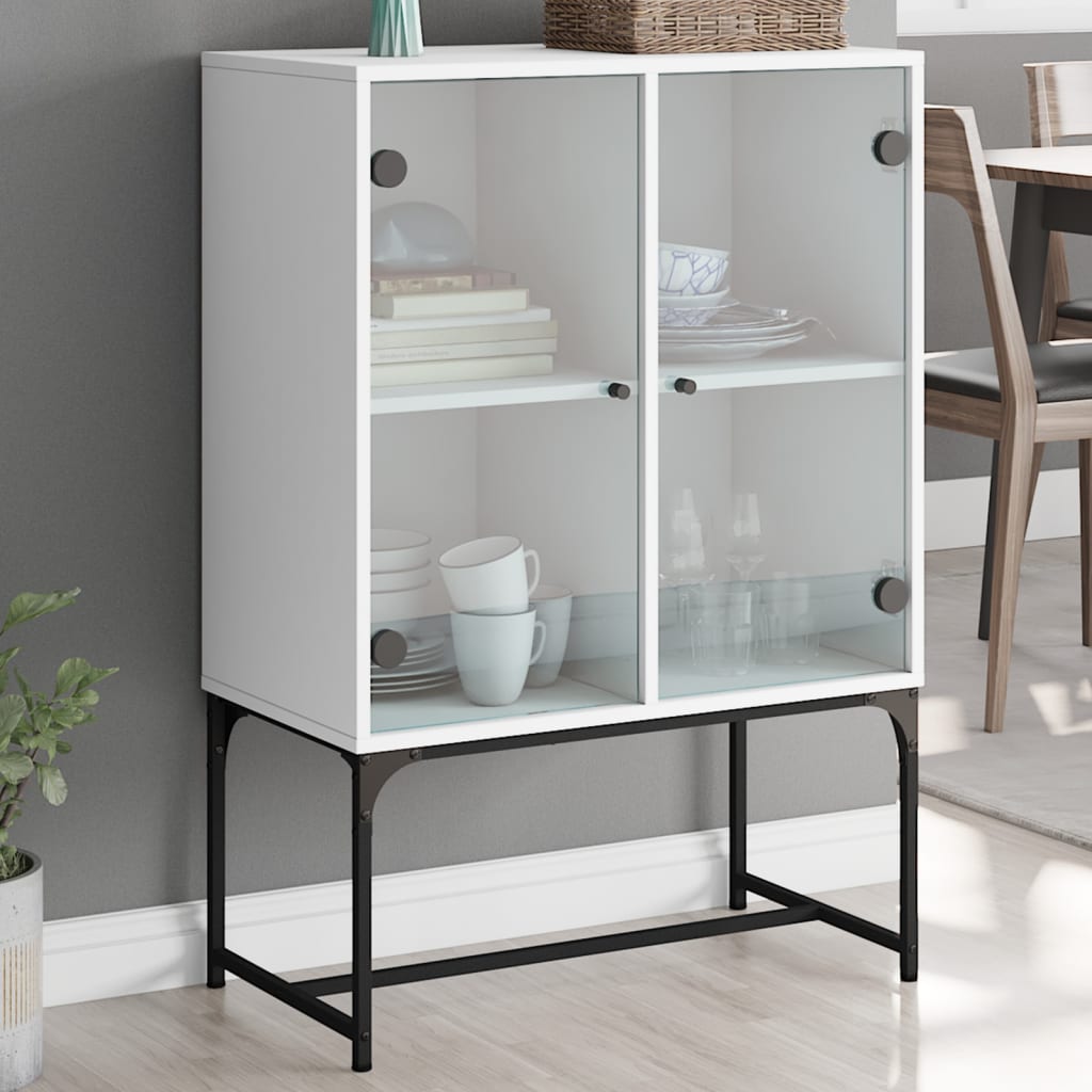 Bijzetkast met glazen deuren 69x37x100 cm wit is nu te koop bij PeponiXL, paradijselijk wonen!