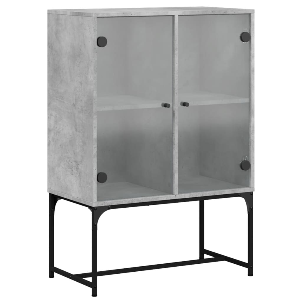Bijzetkast met glazen deuren 69x37x100 cm betongrijs is nu te koop bij PeponiXL, paradijselijk wonen!