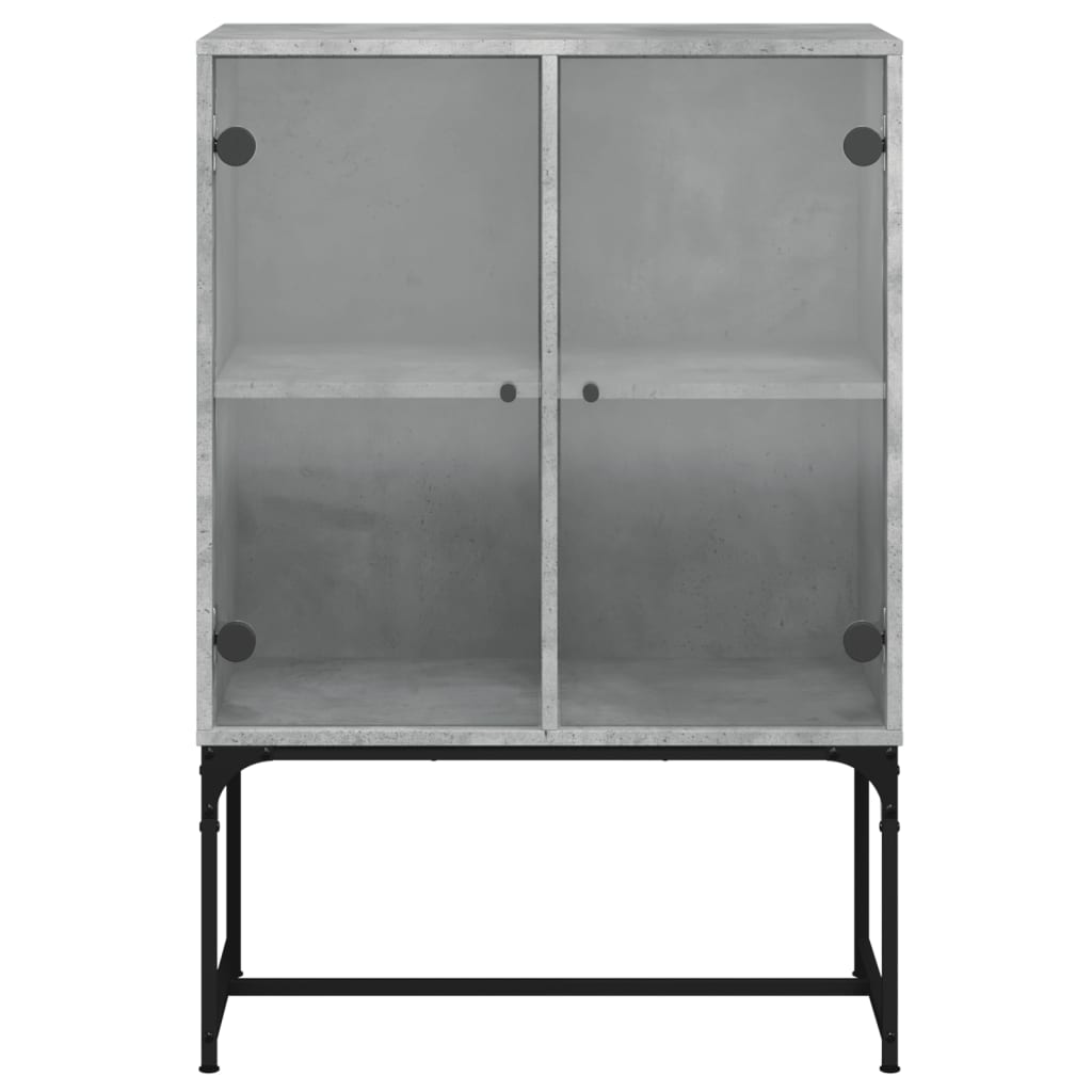 Bijzetkast met glazen deuren 69x37x100 cm betongrijs is nu te koop bij PeponiXL, paradijselijk wonen!