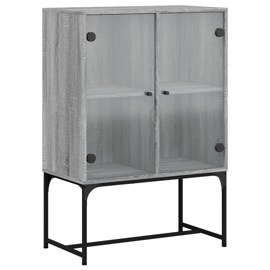 Bijzetkast met glazen deuren 69x37x100 cm grijs sonoma eiken is nu te koop bij PeponiXL, paradijselijk wonen!