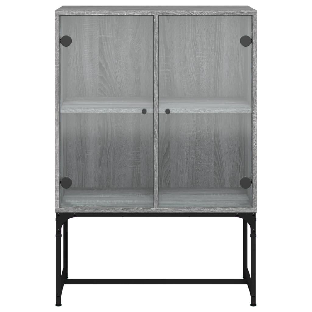 Bijzetkast met glazen deuren 69x37x100 cm grijs sonoma eiken is nu te koop bij PeponiXL, paradijselijk wonen!