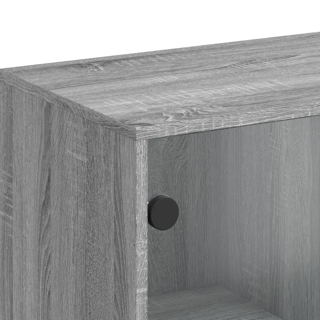 Bijzetkast met glazen deuren 69x37x100 cm grijs sonoma eiken is nu te koop bij PeponiXL, paradijselijk wonen!