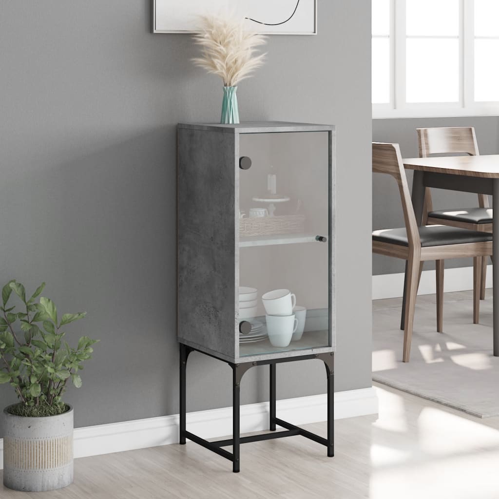 Bijzetkast met glazen deur 35x37x100 cm betongrijs is nu te koop bij PeponiXL, paradijselijk wonen!