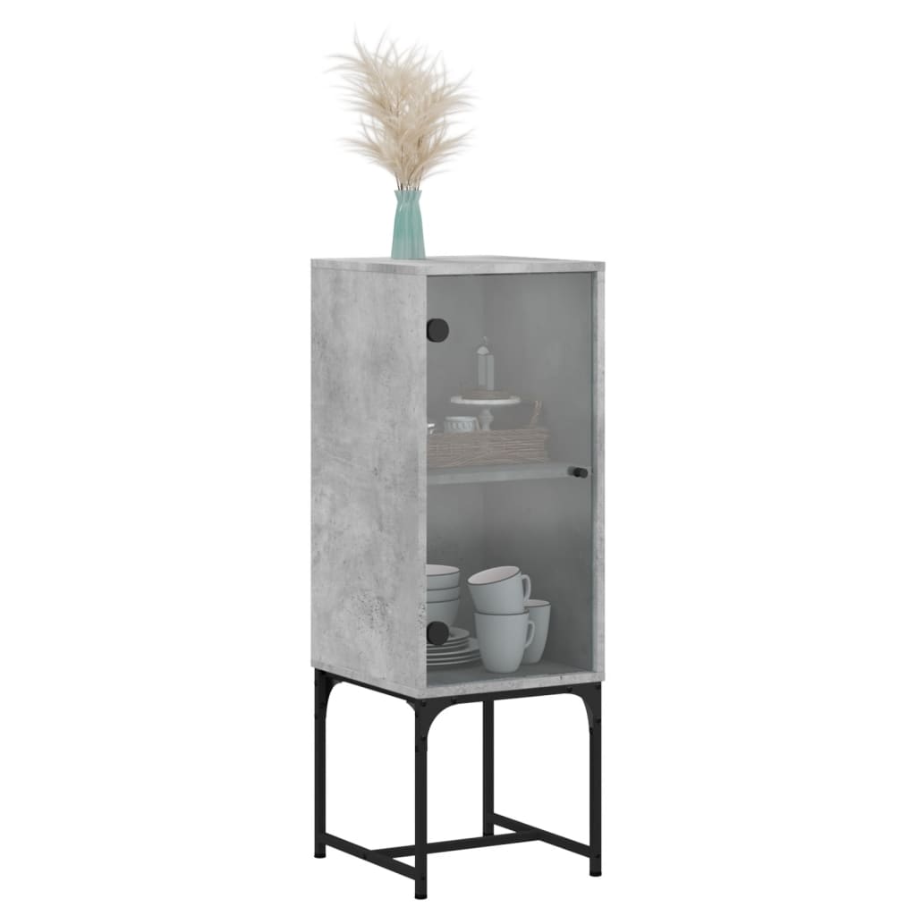 Bijzetkast met glazen deur 35x37x100 cm betongrijs is nu te koop bij PeponiXL, paradijselijk wonen!