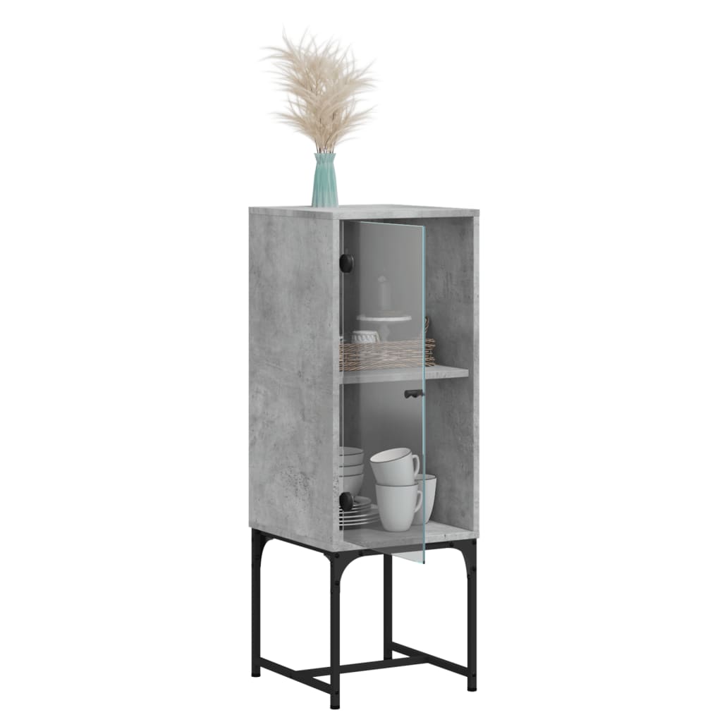 Bijzetkast met glazen deur 35x37x100 cm betongrijs is nu te koop bij PeponiXL, paradijselijk wonen!