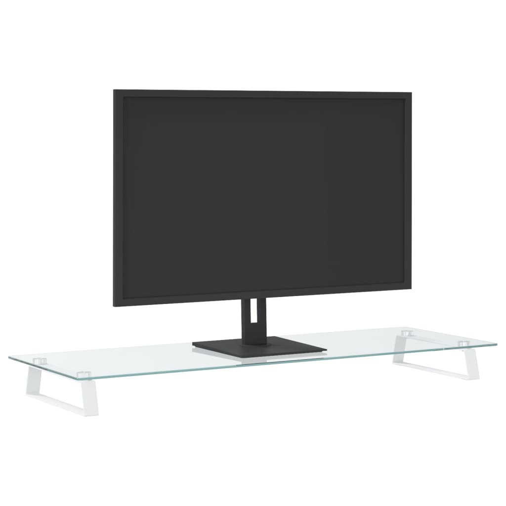 Monitorstandaard 100x35x8 cm gehard glas en metaal wit is nu te koop bij PeponiXL, paradijselijk wonen!