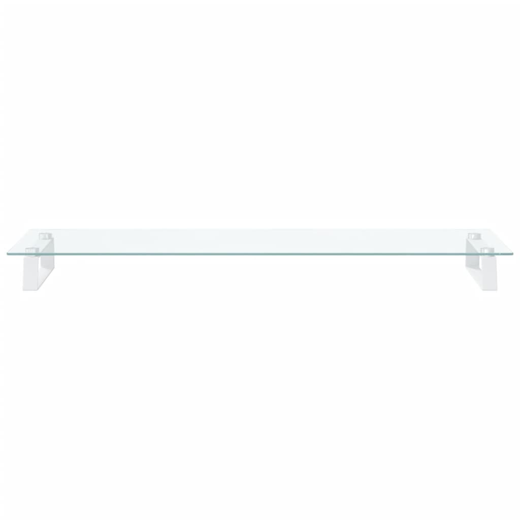 Monitorstandaard 100x35x8 cm gehard glas en metaal wit is nu te koop bij PeponiXL, paradijselijk wonen!