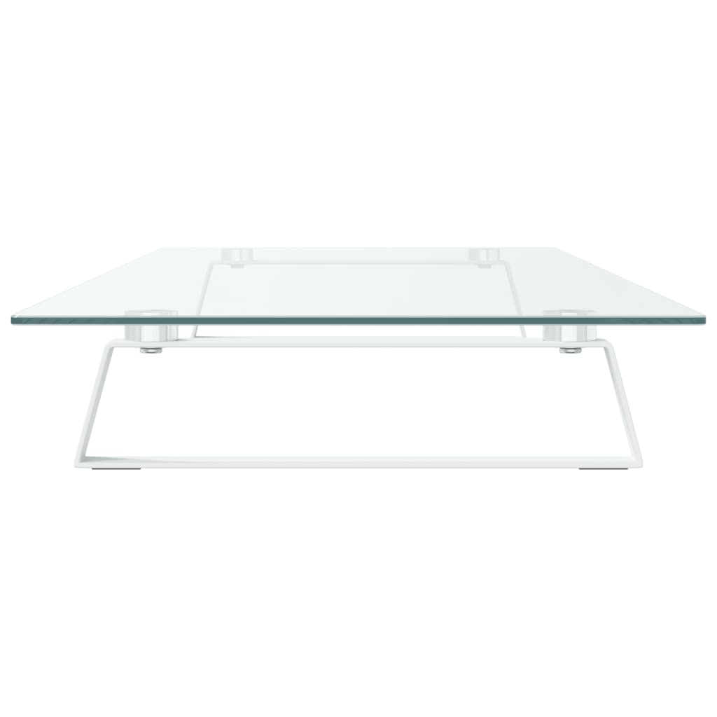 Monitorstandaard 100x35x8 cm gehard glas en metaal wit is nu te koop bij PeponiXL, paradijselijk wonen!