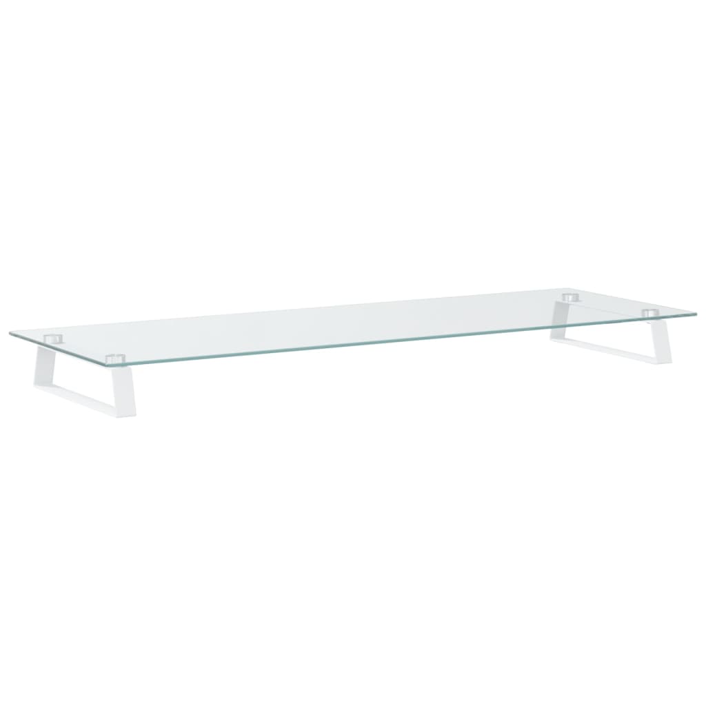 Monitorstandaard 100x35x8 cm gehard glas en metaal wit is nu te koop bij PeponiXL, paradijselijk wonen!