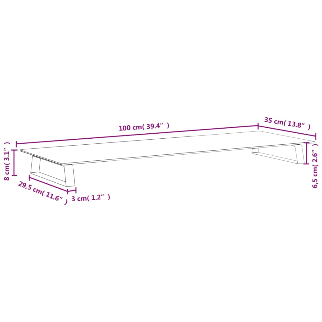 Monitorstandaard 100x35x8 cm gehard glas en metaal wit is nu te koop bij PeponiXL, paradijselijk wonen!