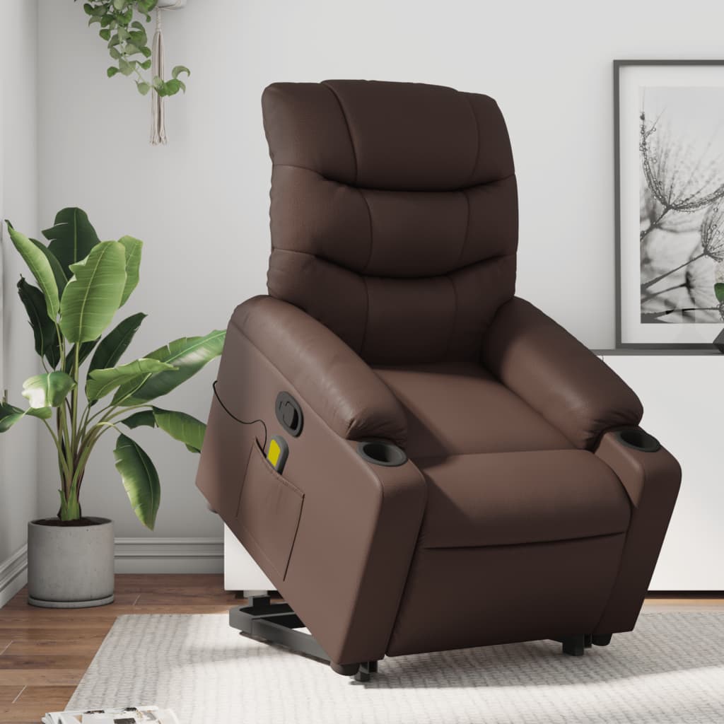 Sta-op-massagestoel verstelbaar kunstleer bruin is nu te koop bij PeponiXL, paradijselijk wonen!