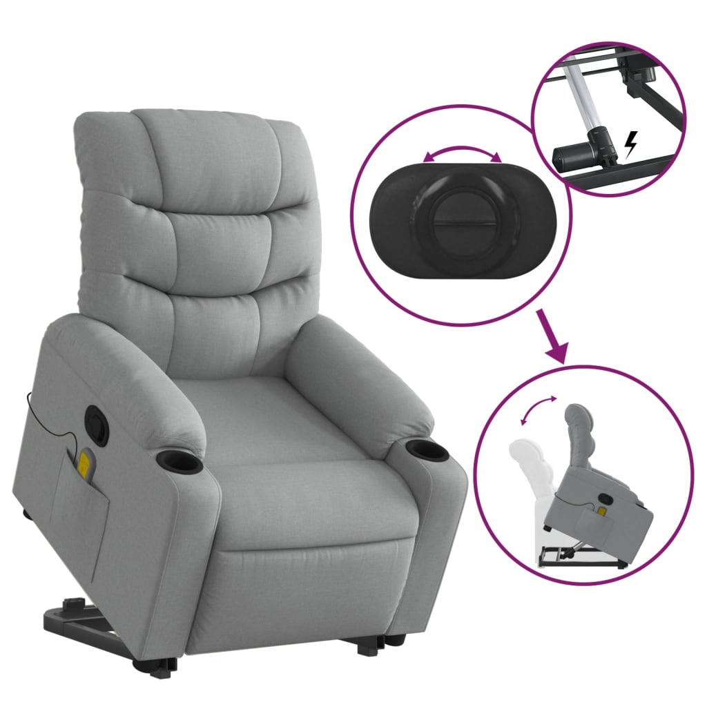 Sta-op-massagestoel verstelbaar stof lichtgrijs is nu te koop bij PeponiXL, paradijselijk wonen!