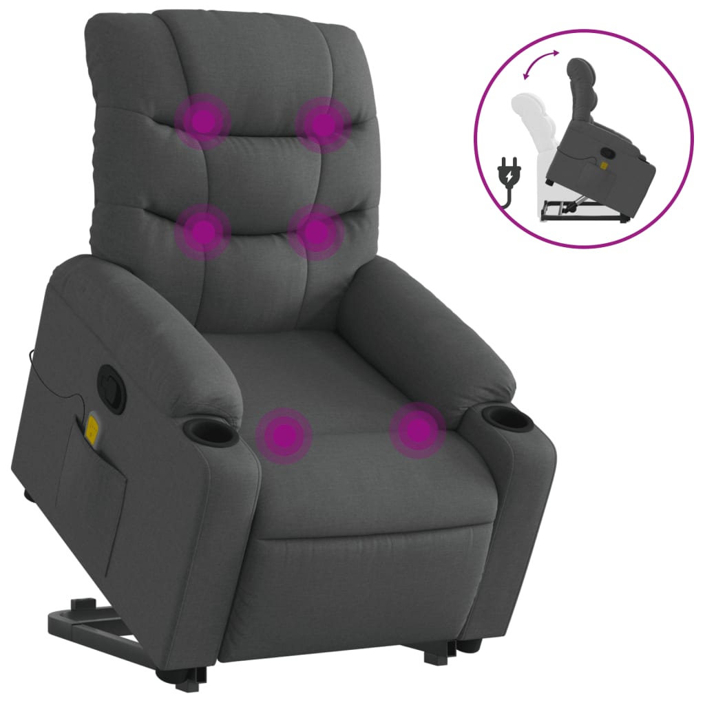 Sta-op-massagestoel verstelbaar stof donkergrijs is nu te koop bij PeponiXL, paradijselijk wonen!
