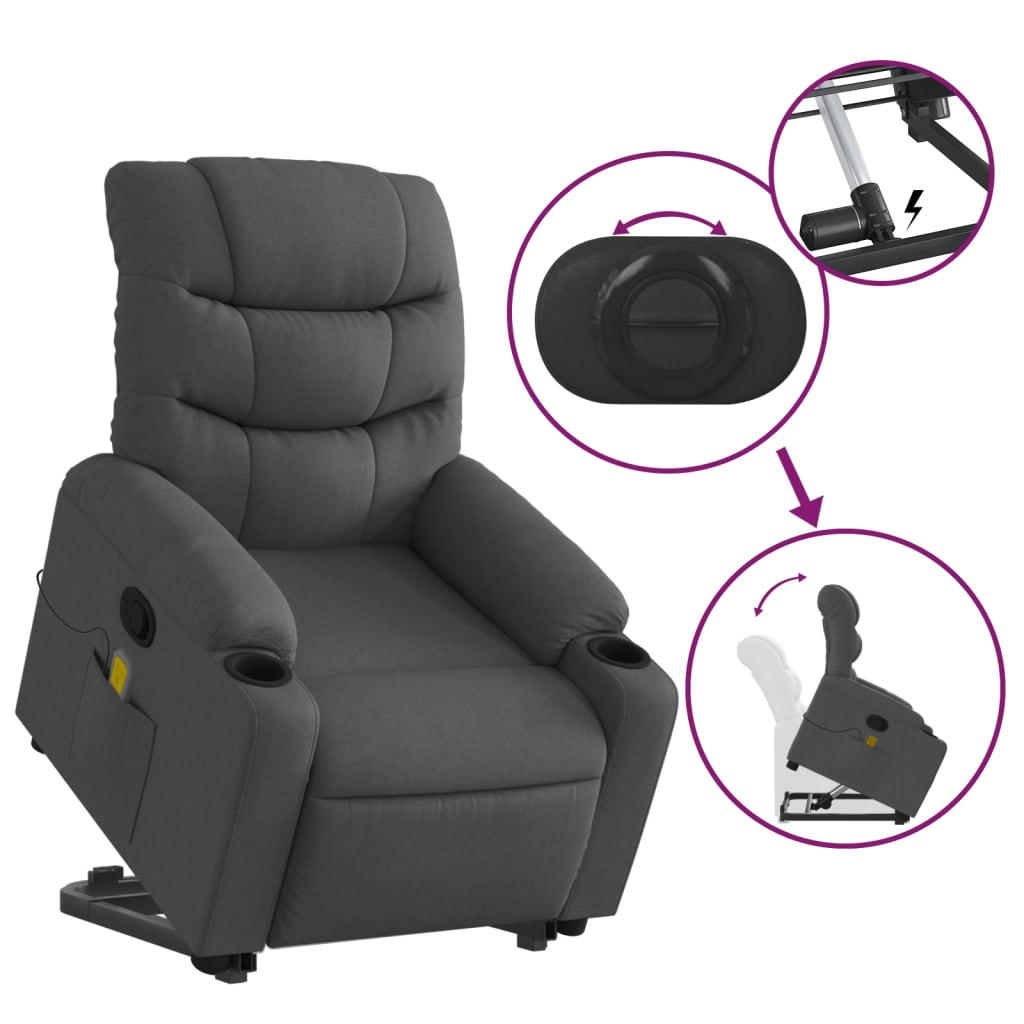 Sta-op-massagestoel verstelbaar stof donkergrijs is nu te koop bij PeponiXL, paradijselijk wonen!