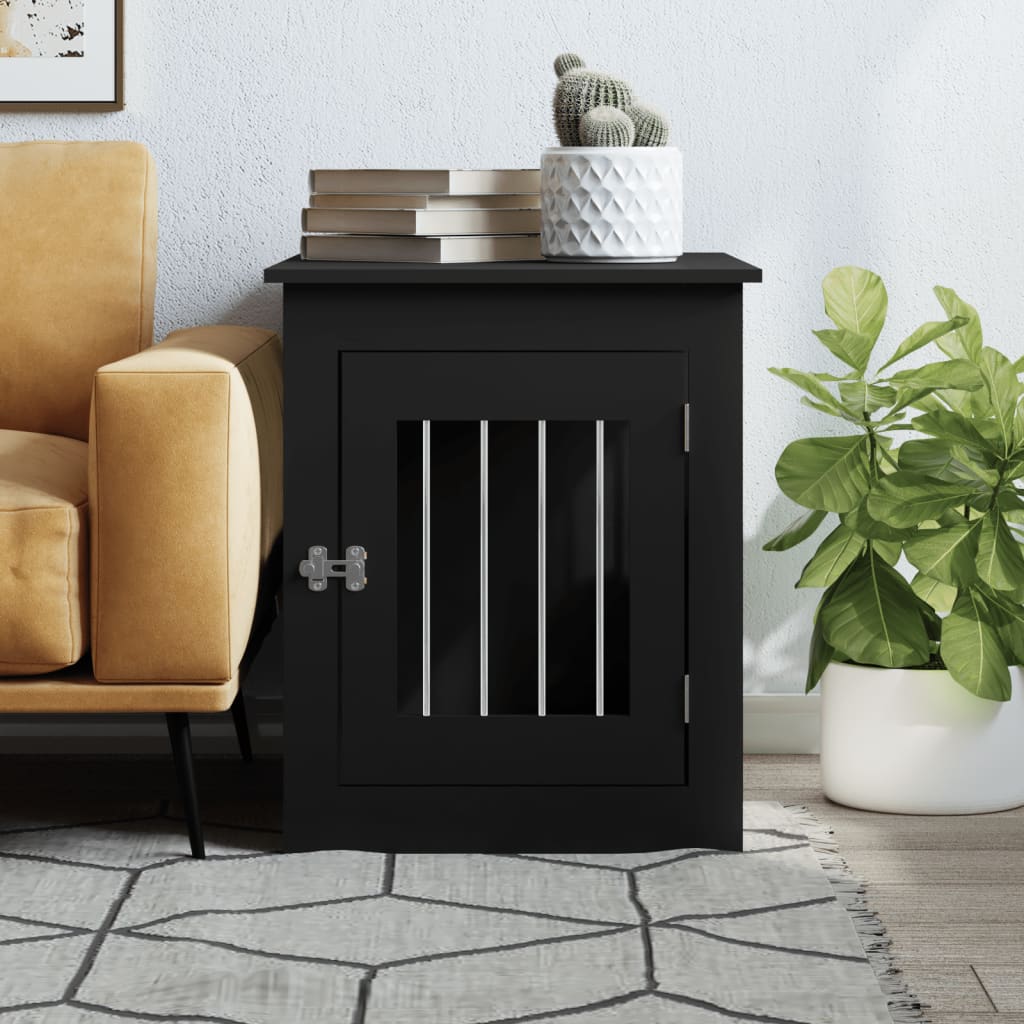 Hondenbench 55x75x65 cm bewerkt hout zwart is nu te koop bij PeponiXL, paradijselijk wonen!