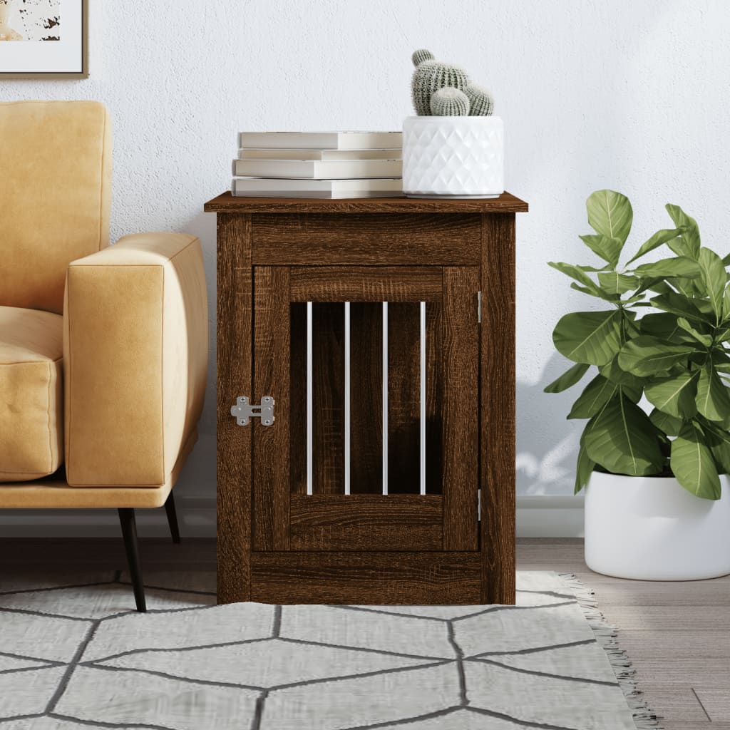 Hondenbench 55 x 80 x 68 cm bewerkt hout bruin eikenkleur is nu te koop bij PeponiXL, paradijselijk wonen!