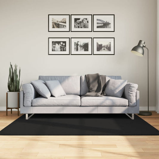 Vloerkleed HUARTE laagpolig zacht wasbaar 120x170 cm zwart is nu te koop bij PeponiXL, paradijselijk wonen!