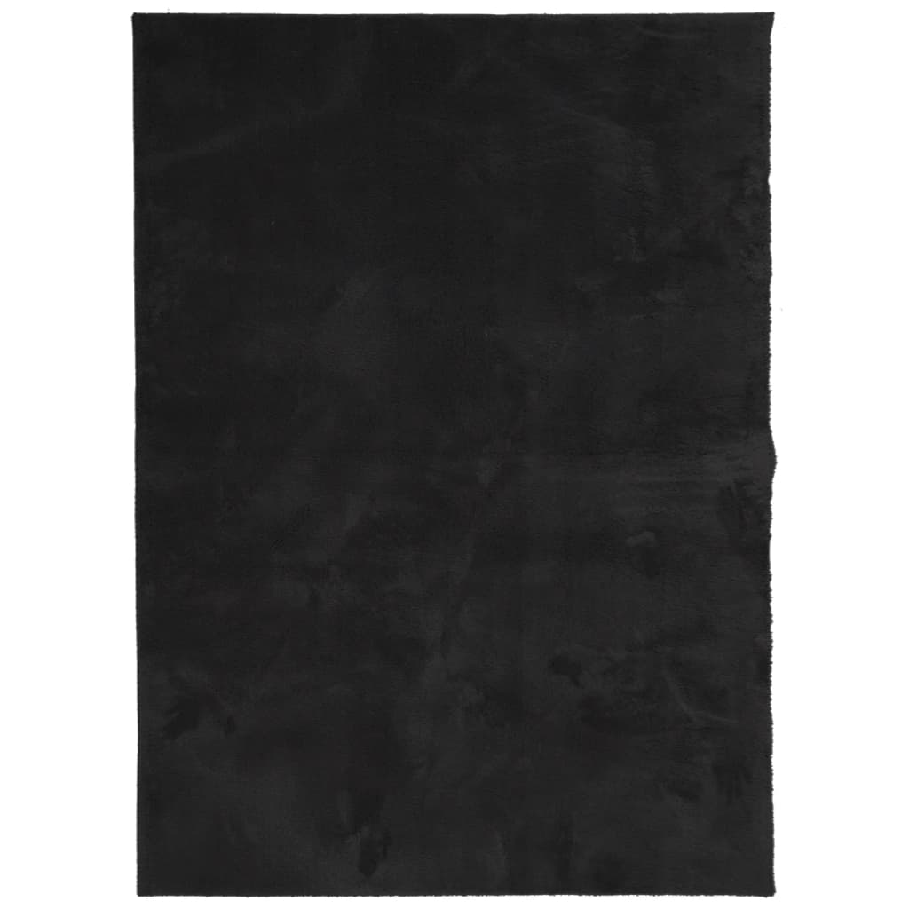 Vloerkleed HUARTE laagpolig zacht wasbaar 140x200 cm zwart is nu te koop bij PeponiXL, paradijselijk wonen!