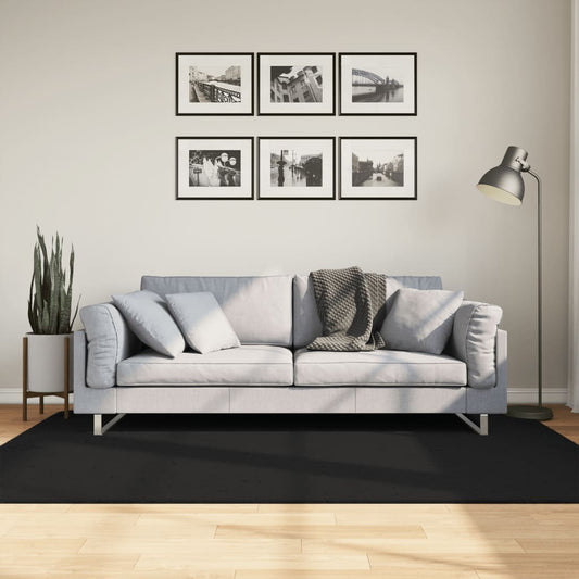 Vloerkleed HUARTE laagpolig zacht wasbaar 140x200 cm zwart is nu te koop bij PeponiXL, paradijselijk wonen!