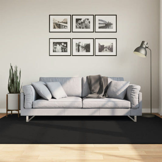 Vloerkleed HUARTE laagpolig zacht wasbaar 160x230 cm zwart is nu te koop bij PeponiXL, paradijselijk wonen!